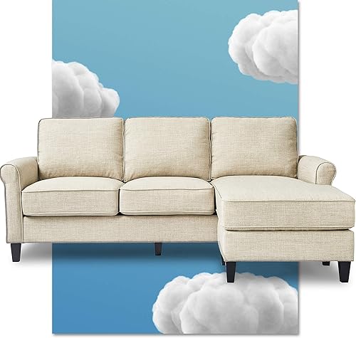 Miniatura 38 de Serta Harmon Sofá seccional reversible sala de estar, moderno sofá de tela de 3 asientos en forma de L. Gris-oscuro,Azul,Crema