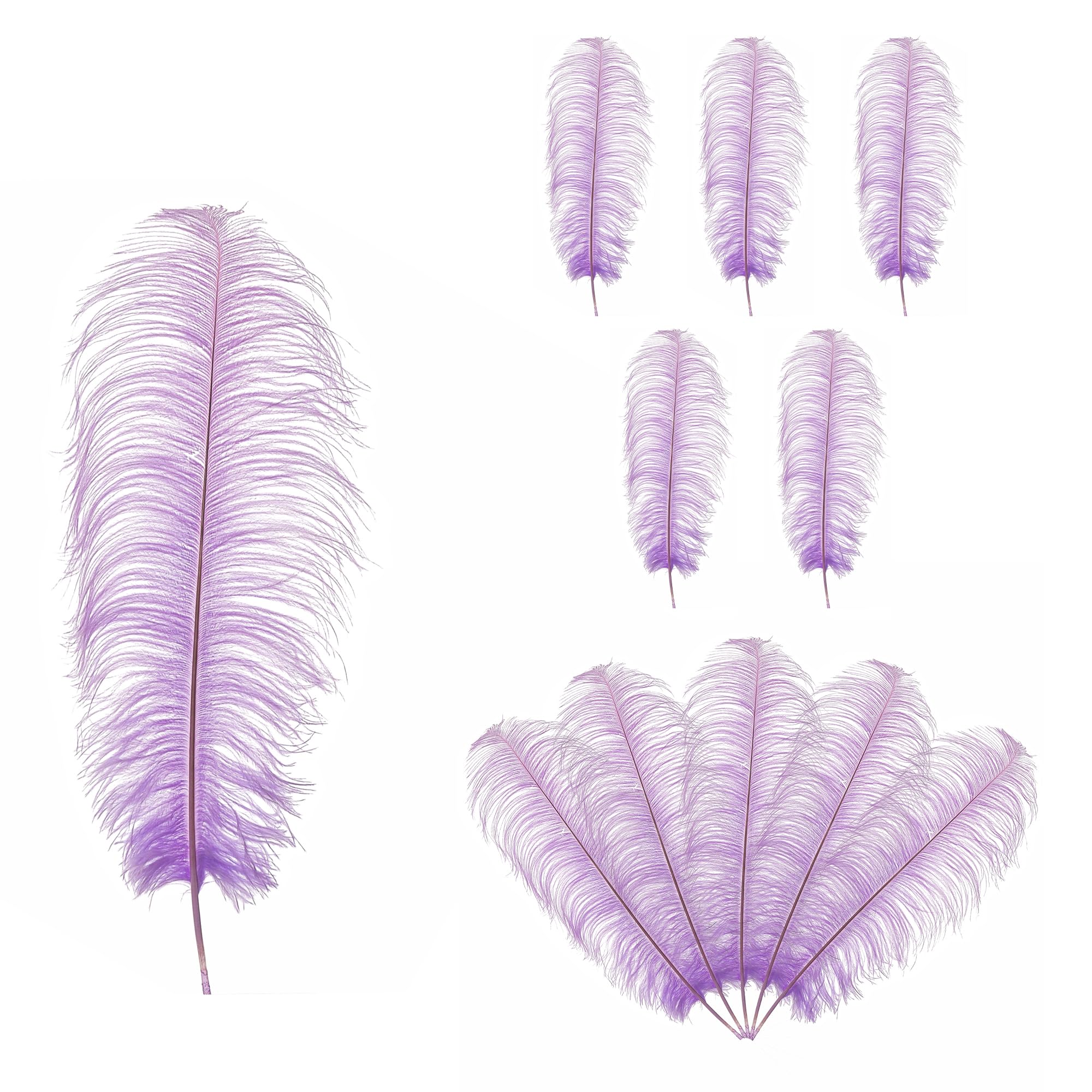 Trimming Shop 19-23inch(50-60cm) Light Lilac Ostrich Feathers Plume for Wedding Table Centrepieces Home Decoration Decorating Costumes Headdresses Showgirl Spadones, Pack of 5