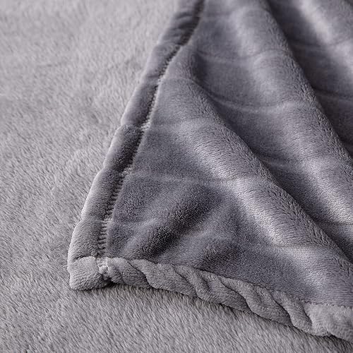 Miniatura 5 de Bertte - Manta afelpada supersuave, ligera y acogedora, de 330GSM con patrón de rayas para cama o sofá, tamaño king 102 x 90pulgadas, color gris