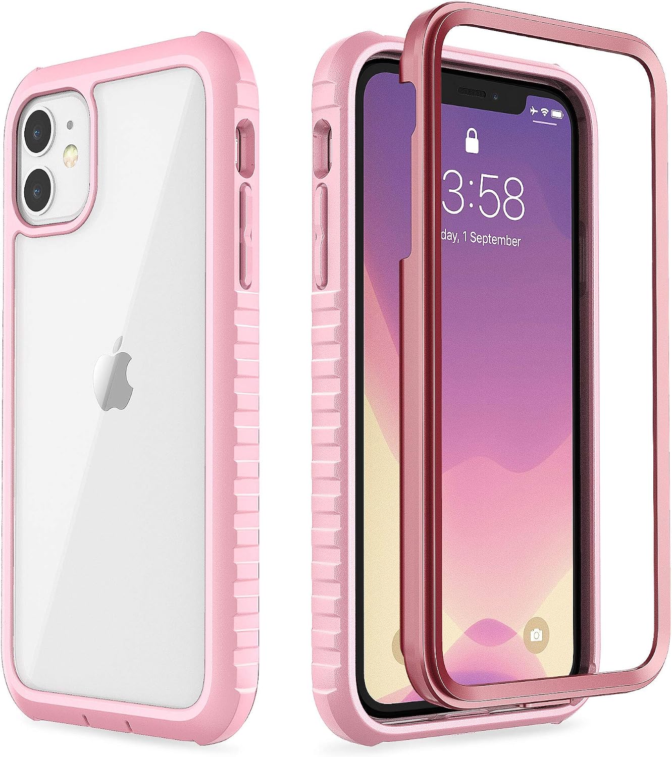 ULAK Compatible with iPhone 11 Case, Clear Heavy Duty Protection Shockproof Rugged Cover Designed Flexible Soft TPU Bumper Safe Grip Protective Cover for iPhone 11 6.1(2019), Pink