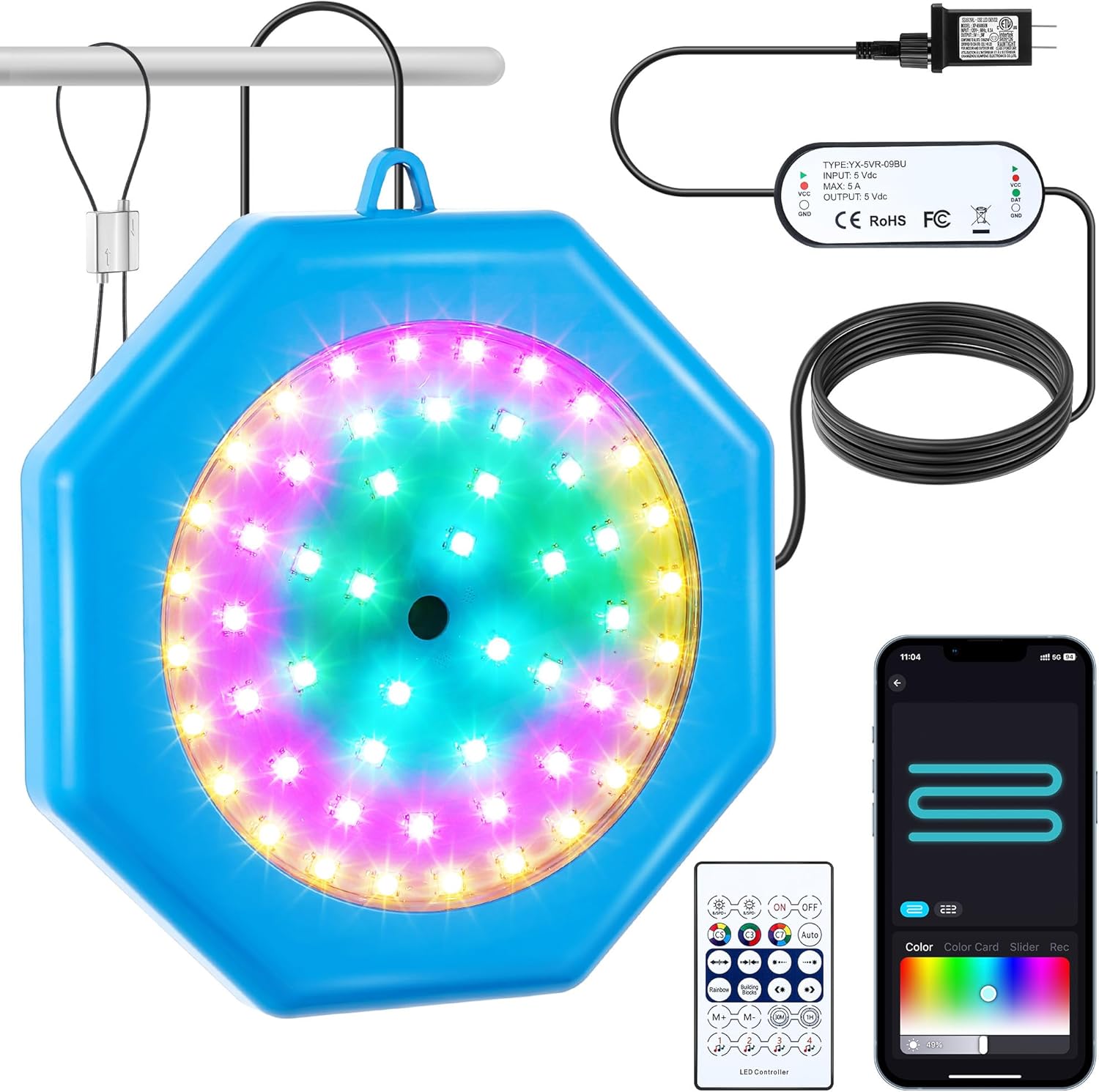 Above Ground Pool Lights — 10W RGB Underwater Lights, Submersible LED Light with APP Control, Dimmable, IP68 Waterproof Light for Above Ground Inground Pools (Blue, 1 Pack)