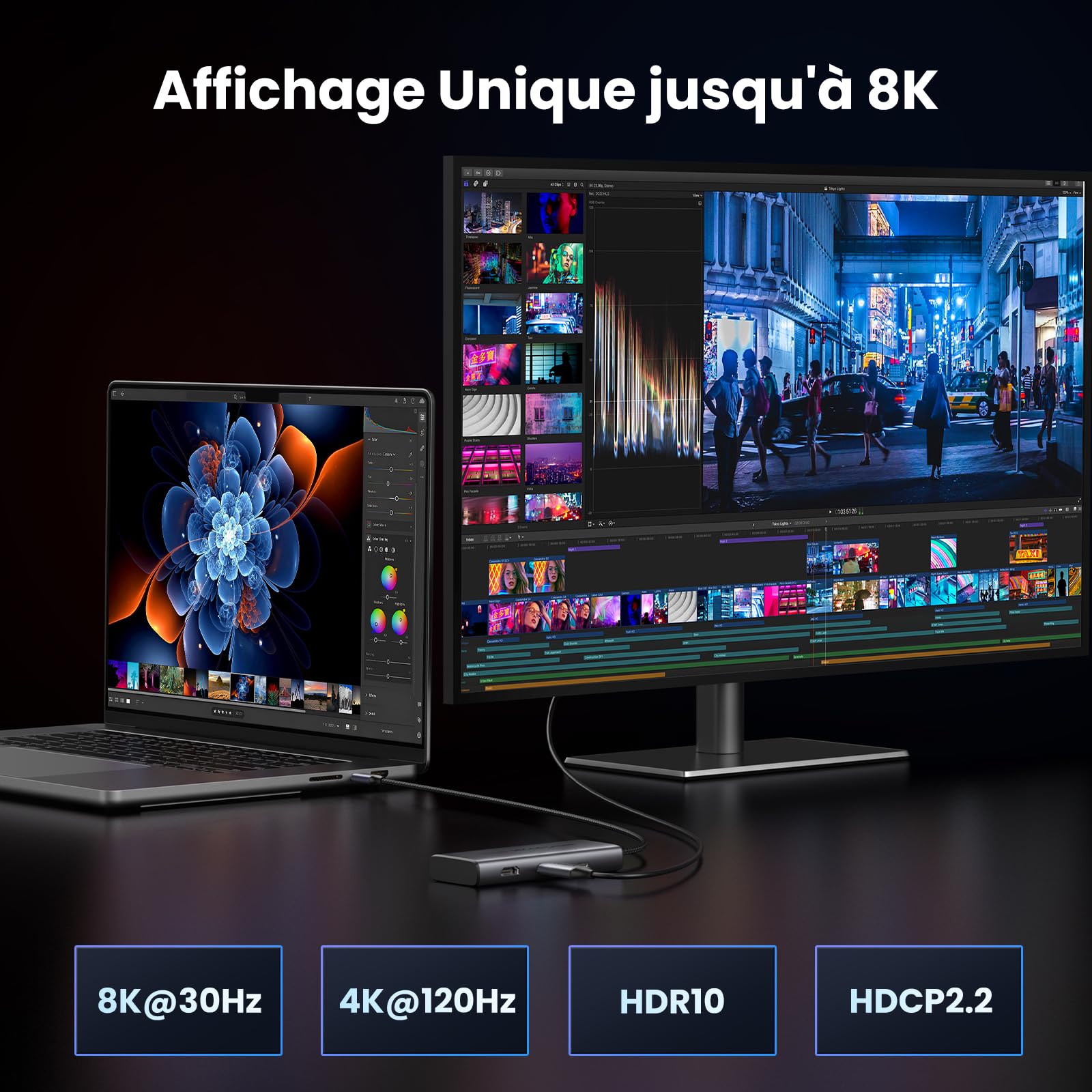 UGREEN Revodok 206 Hub USB C Dual HDMI 4K60Hz 8K30Hz PD 100W Charge Multiports 5Gbps 6 en 1 Docking Station