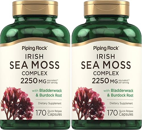Miniatura 8 de Piping Rock Cápsulas de musgo marino irlandés | 2250 mg | 170 unidades | Complejo con vejiga y raíz de bardana | Suplemento sin OMG, sin gluten