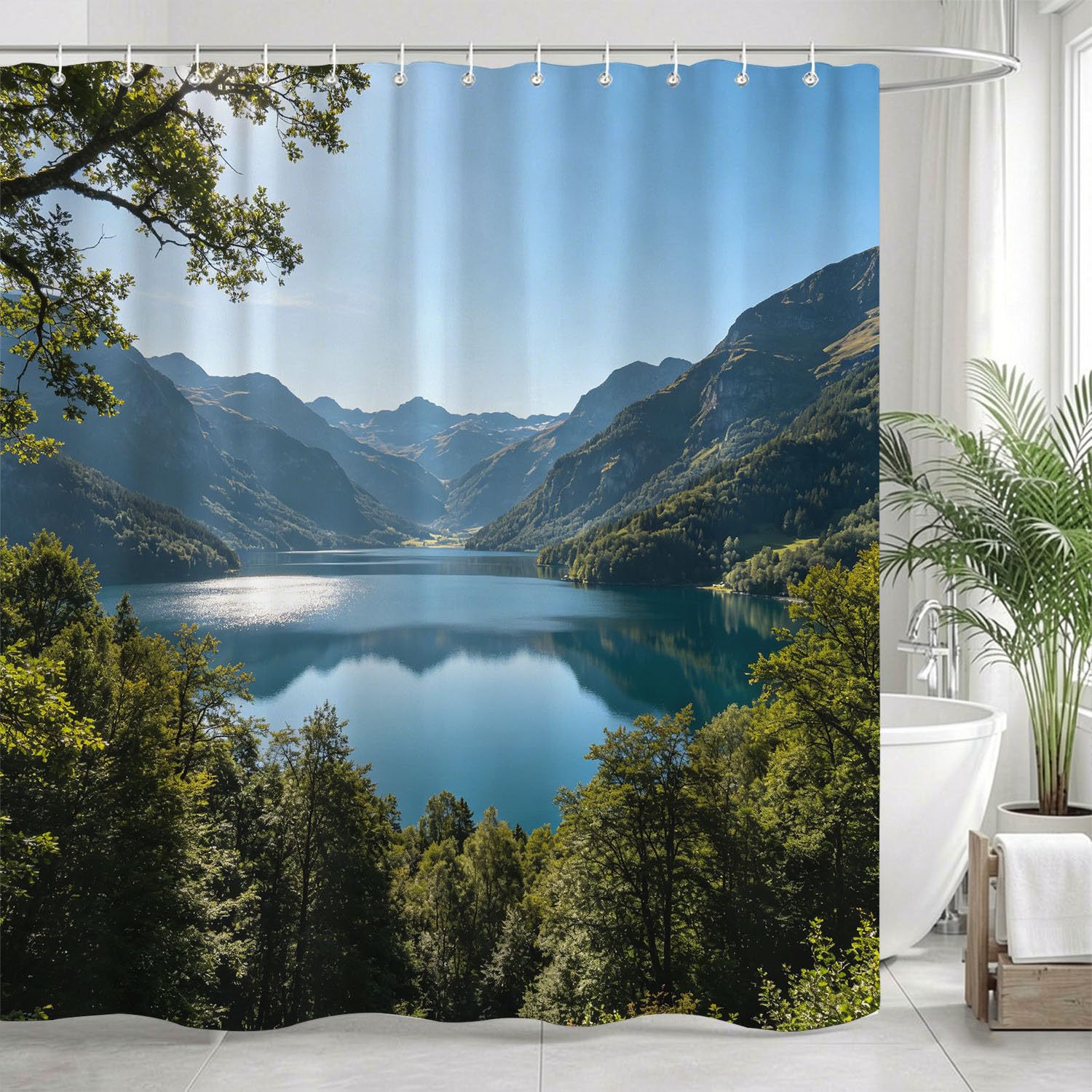 Rideau douche paysage naturel pour créer une ambiance spa à la maison