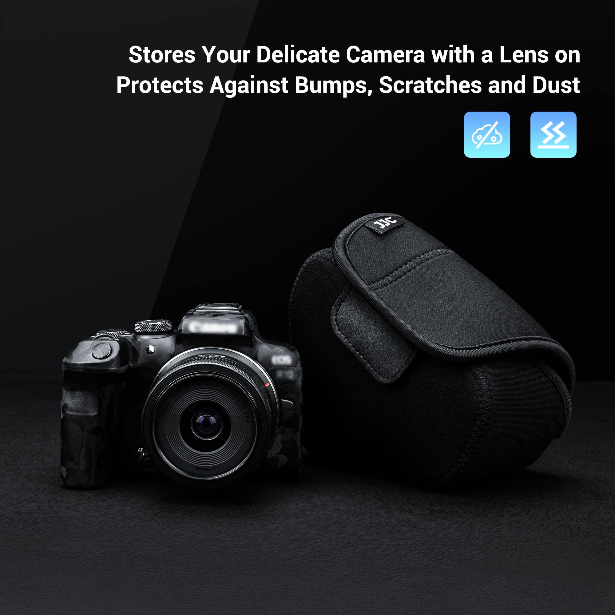 JJC Étui de Protection Ultra Léger sans Miroir pour Leica Q3, Canon EOS R7 R10 avec Objectif RF-S 18-45 mm et Autres Appareils Photo Numériques Compacts, Noir, Étui pour Appareil Photo