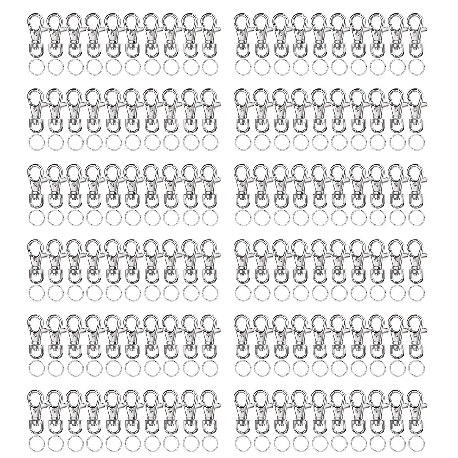 NEWFT 60 / 240PCS Hooks with Keyrings Metal Keychains Hooks Lobster Clasps for Keychain Lanyard, Bag Charm Collectors