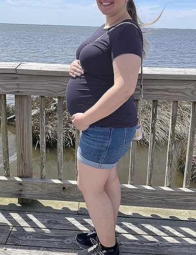 Miniatura 7 de Camiseta de maternidad con fruncido en el lado superior camisa de embarazo talla grande