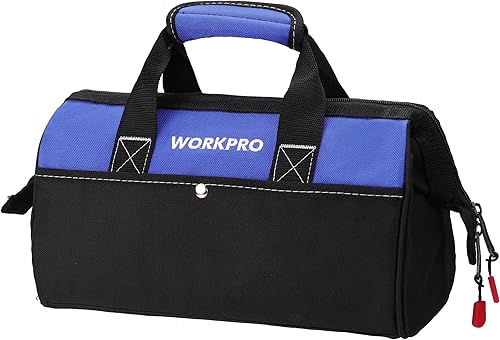 Miniatura 9 de WORKPRO Bolsa de herramientas de 13 pulgadas, bolsas de almacenamiento de herramientas de tela suave rosa, bolsa de mano para herramientas de boca