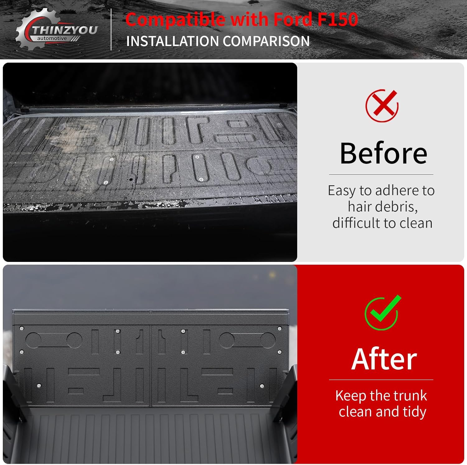 Tailgate Mat Compatible with 2021-2025 2026 Ford F150 Truck Bed Mat TPE All Weather Tailgate Liner 2024 F-150 Accessories (Tailgate Mat) - Image 2