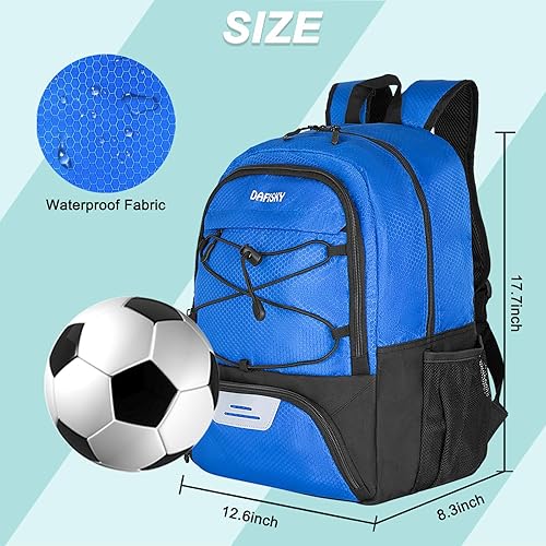Miniatura 2 de DAFISKY Bolsa de fútbol juvenil, mochila de fútbol y juvenil para fútbol, voleibol, baloncesto, incluye zapatos de tacos separados y compartimento