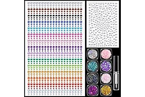 1225 Pcs Rainbow Face Jewels and Glitter Kit for Your Face, Hair, and Body