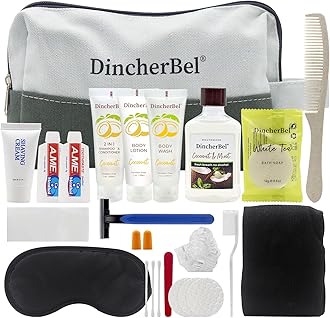 Travel Toiletry Kit, Hygiene Essential Kit for Travel, Business & Charity, 14-Piece Mini Toiletry Reusable Toiletry Zippered Bag