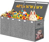 Vista 16 de Caja grande de almacenamiento de juguetes con divisor de tapa, organizador de juguetes plegable resistente para niños, cajas de almacenamiento