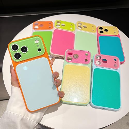 Protection contrastée pour objectif d'appareil photo compatible avec iPhone 15, vert et rose - 2