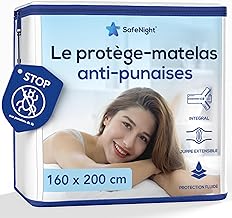 Anti-Bed Bug Mattress Cover – 160 x 200 cm – Fully Waterproof Mattress Protector – Effective Mattress Protector Against Pests and Dust Mites – Soft Cotton Surface – Stretchable Thickness 19 to 35 cm