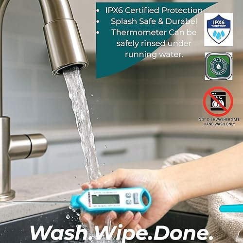 Miniatura 3 de Termómetro digital de carne, termómetro de lectura instantánea para alimentos, temporizador de cocina impermeable antideslizante y termómetro