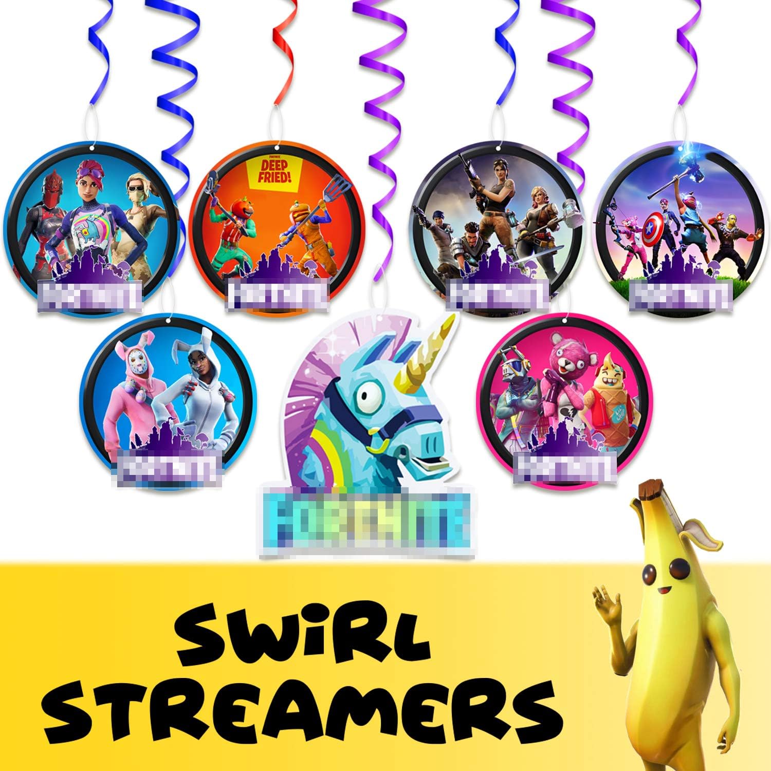 Video Game Happy Birthday Hanging Swirl Streamers Games Theme Party Decorations Red Purple Blue Foil Picks for Kids Boys Adults Teens Girls Gamers Birthday Decor Supplies 14pcs