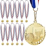 Juvale Basketball Medals for Kids & Adults - 12-Pack, 2 Gold Zinc Alloy & 15.5 - Red, White & Blue Ribbon - Medals for Awards