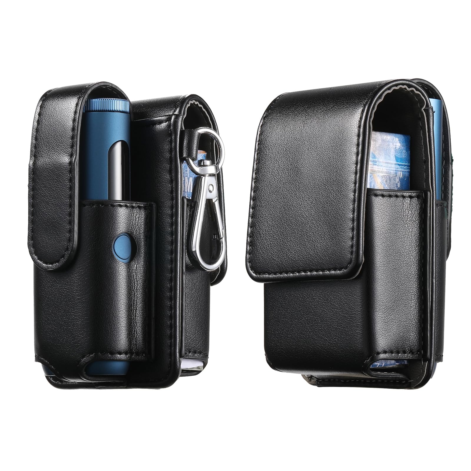 Compatible with GLO Hyper Pro Case, Leather cover Accessory Can store cigarettes (black)