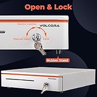 Vista 5 de Volcora Cajón de caja registradora para punto de venta sistema POS con esquinas redondas de 16 pulgadas, bandeja extraíble para monedas, 5 billetes