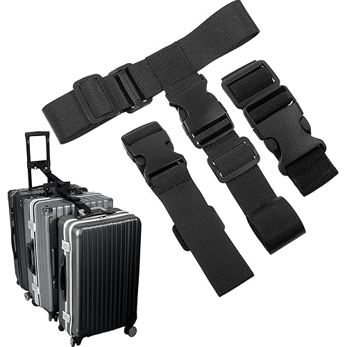 2 Pack Heavy Duty Luggage Straps Add a Bag Suitcase Connector Straps Adjustable Travel Attachment Accessories for Securing Stacking Transporting Multiple Suitcases Together During Air Travel Vacation