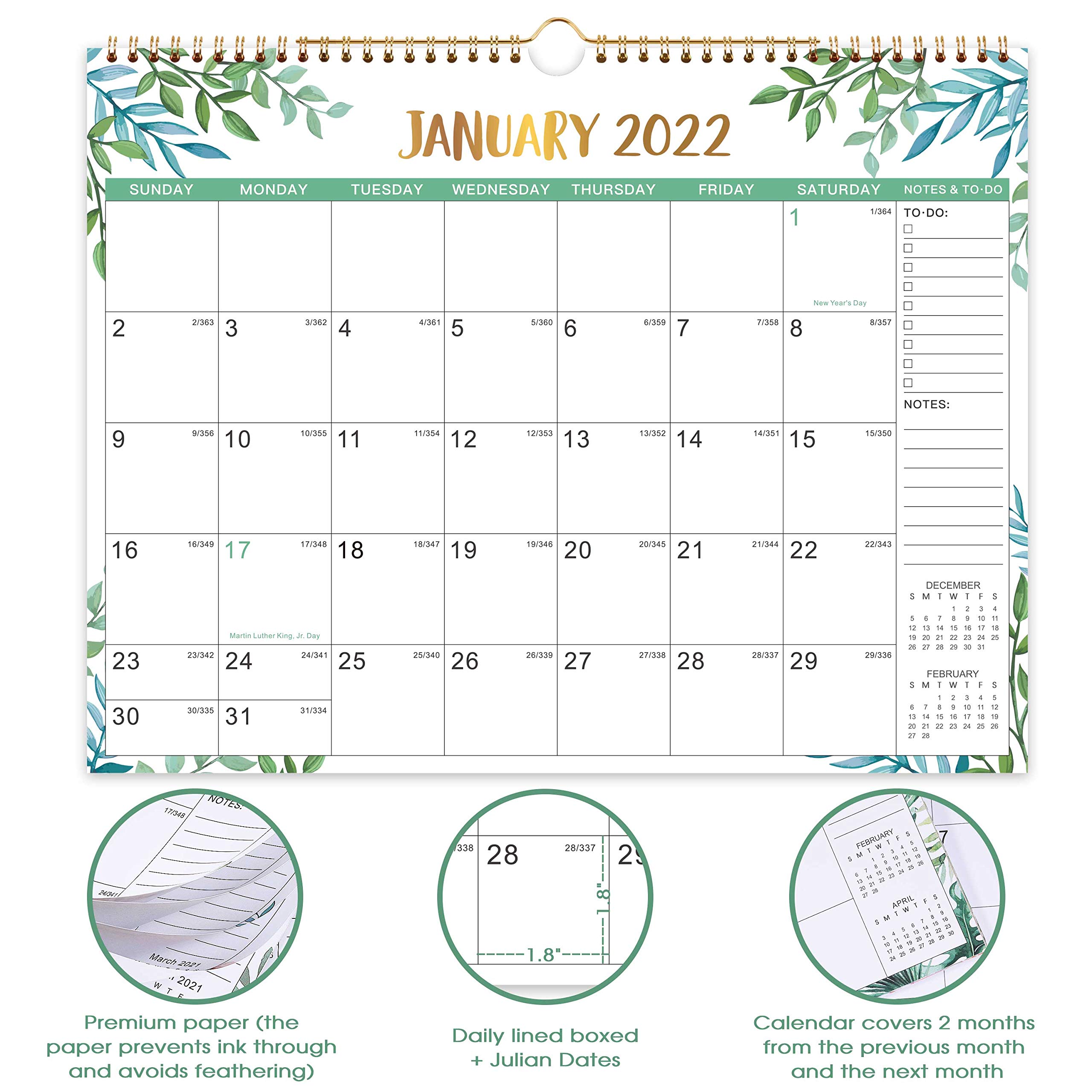 2022 Calendar Wall Calendar 2022 from JAN 2022 to DEC