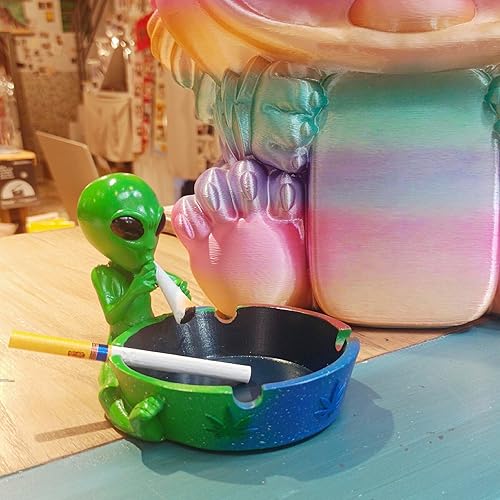 Miniatura 7 de Ceniceros geniales para cigarrillos, decoración de ceniceros de fantasía alienígena para oficina en casa, regalo de adorno (rojo, alienígena)