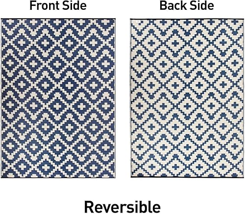 Miniatura 2 de Rugshop Maui - Alfombras geométricas contemporáneas reversibles sin arrugas, impermeables, de plástico reciclado de alta calidad, para patio, patio,