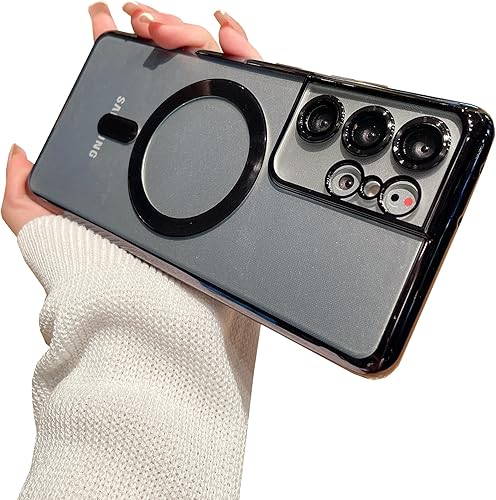 Funda magnética para Galaxy S21 Ultra compatible con cargador Magsafe, inalámbrica, antiarañazos, a prueba de golpes, protección completa de la