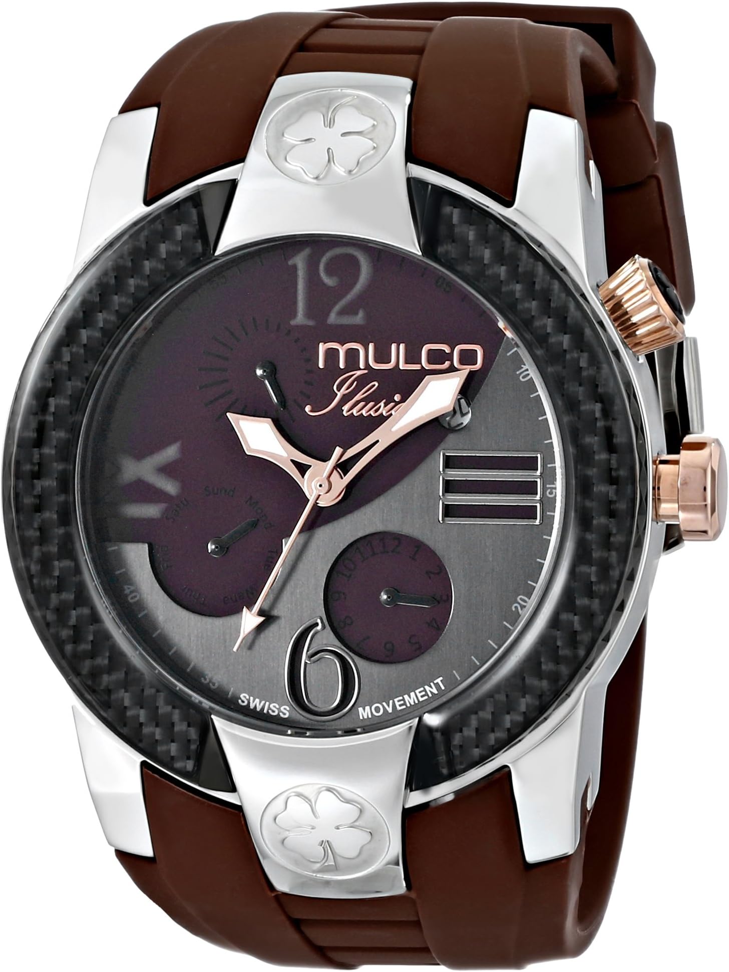MULCO Unisex MW5-1877-035 ILUSION Crescent Analog Display Swiss Quartz Brown Watch