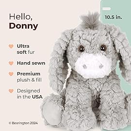 Bearington Donny Plush Donkey Stuffed Animal, 10.5 Inch
