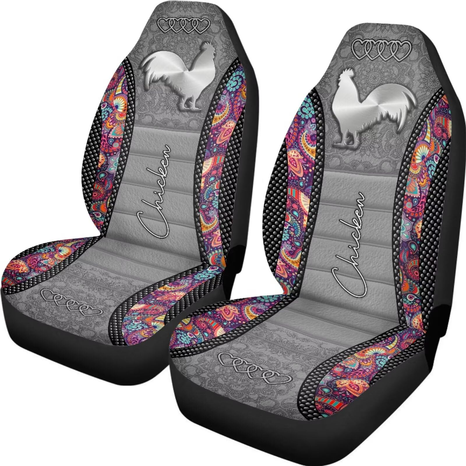 Pokrowce na siedzenia samochodowe kwiat Boho i kogut można prać w pralce Ciężarówka Pokrowce na przednie siedzenia uniwersalne SUV zestaw pokrowców na siedzenia samochodowe 35 x 138 cm