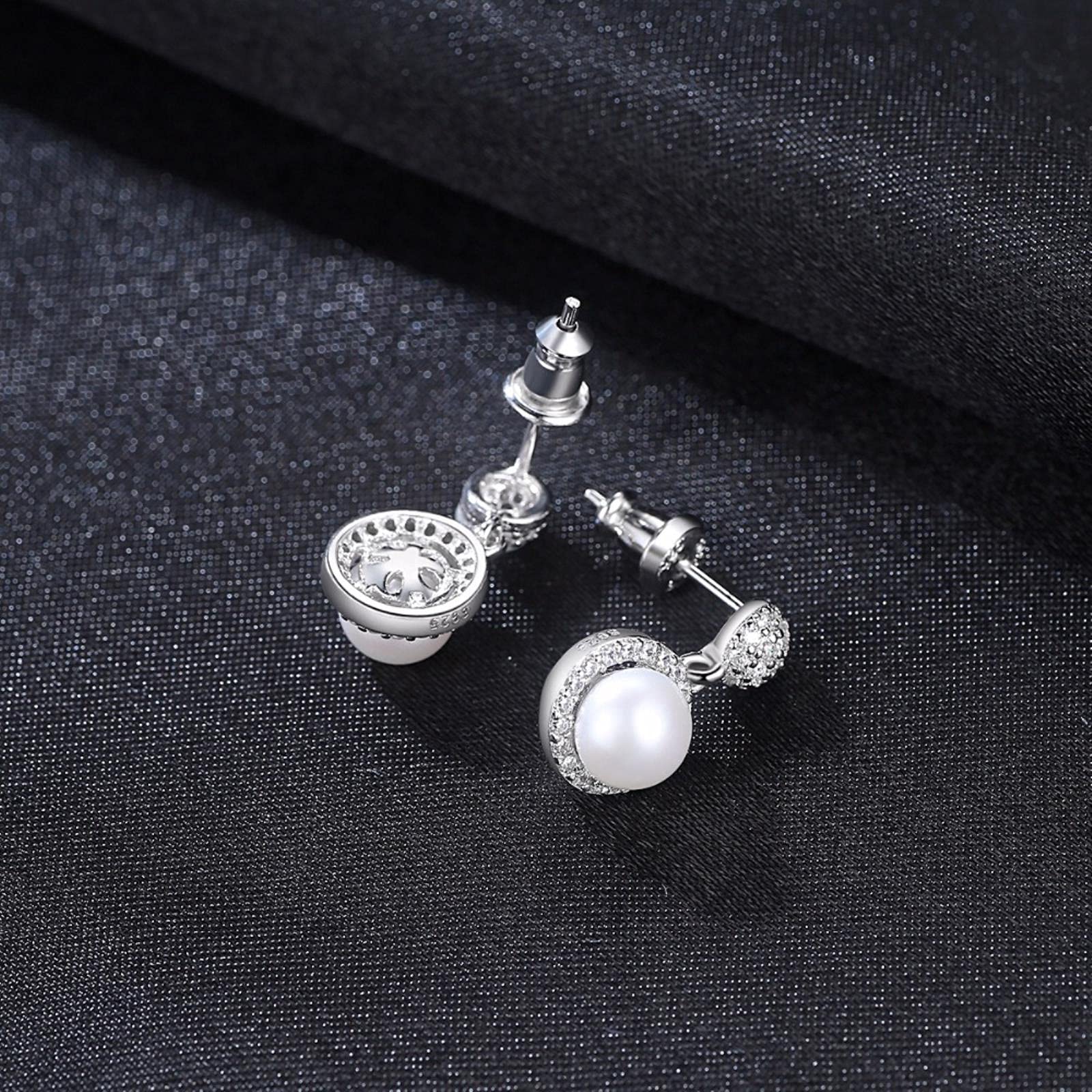 Orecchini a bottone a forma di C in argento sterling 925 con ago per l