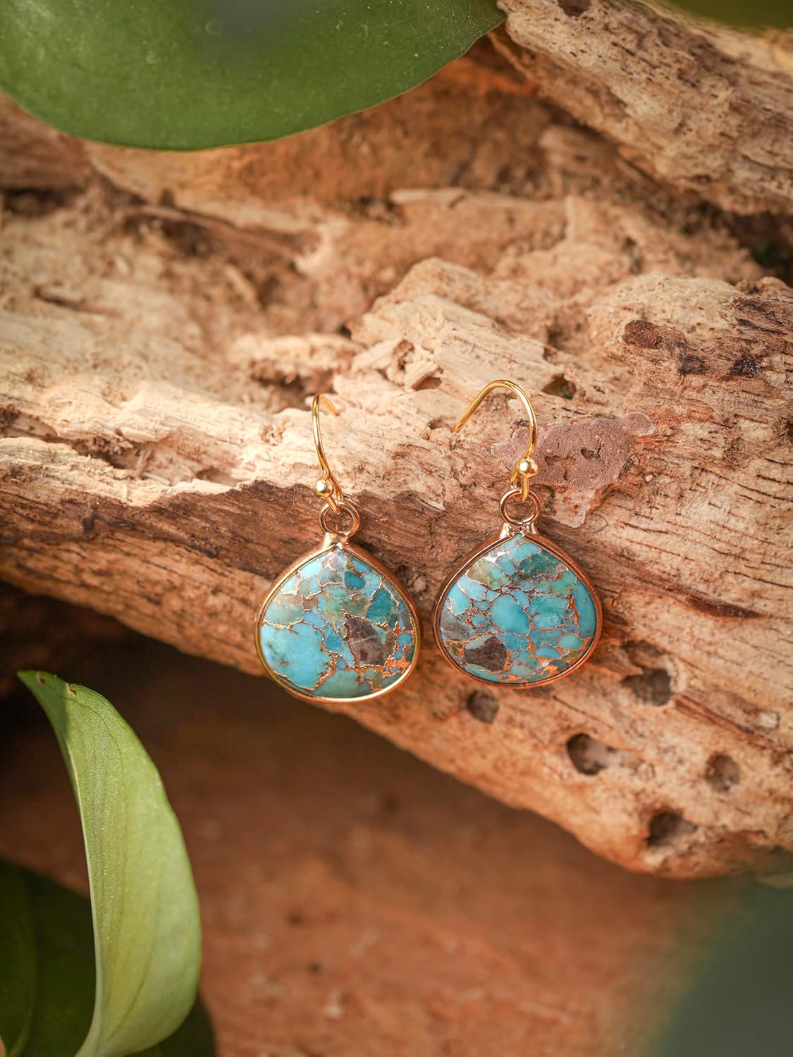 MINACHI Bohemian Vintage Style Geometric Blue and Red Dangle Earrings, Ethnic Jewelry for Women - Image 6