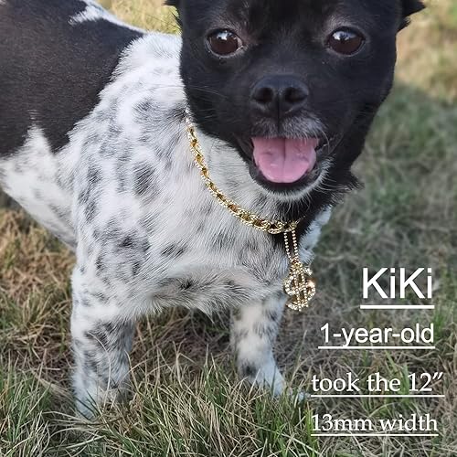 Miniatura 5 de Collar de oro para perro de 0.551 in0.787 in, cadena de eslabones cubanos de circón, hecha a mano, diamantes de 14 quilates y 18 quilates, dije