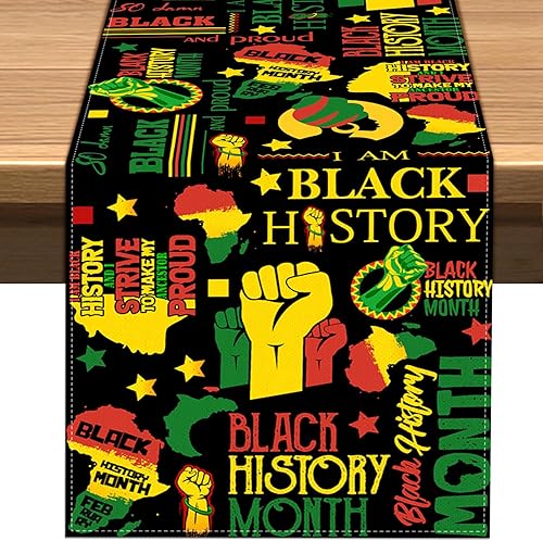 Camino de mesa del mes de la historia afroamericana festival de la igualdad celebración social vacaciones cocina mesa de comedor 13 x 90 pulgadas