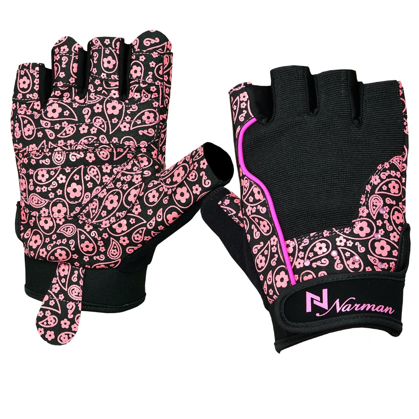 Norman Ladies Gel Gloves Fitness Gym Wear Weight Lifting Training Cycling Pink/Black (L)