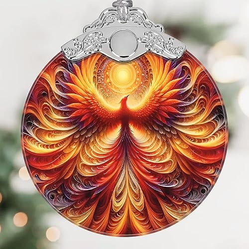 Adorno colgante de vidrieras de Phoenix, idea de decoración para árbol de Navidad