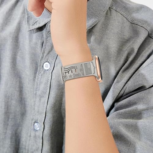 Miniatura 6 de 6 Packs Cartoon Engraved Bands Compatible with Apple Watch Band 40mm 38mm 44mm 45mm 49mm 42mm Women, Designer Silicone Cute Soft Strap for Apple