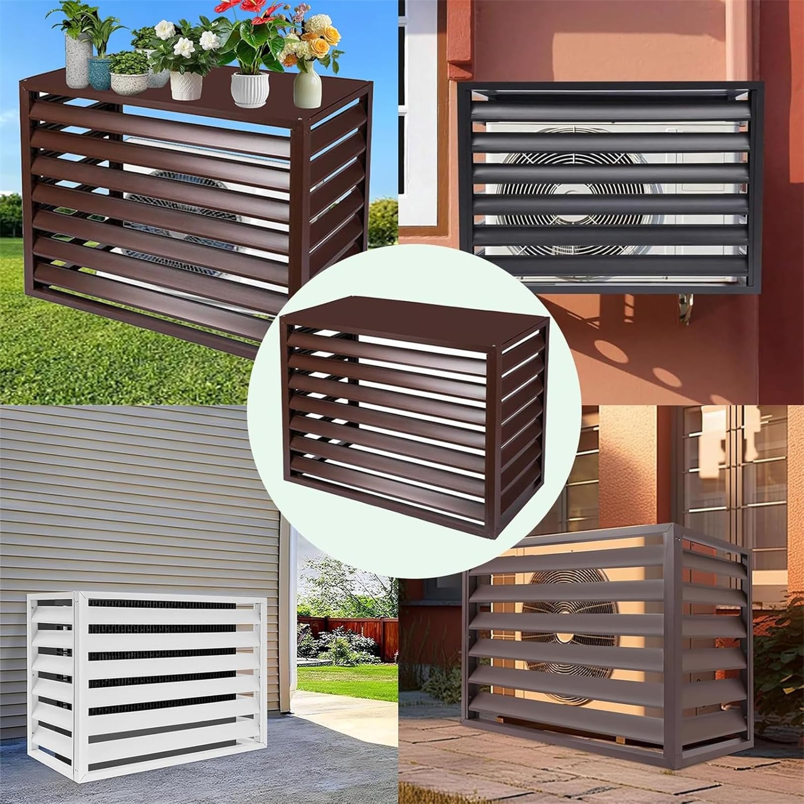 Copertura Condizionatore Esterno in Alluminio, L120*W70*H150 Copri Motore - Compatibile con la Maggior Parte delle unità, per Balcone, Pattumiera Mobile Copri Condizionatore