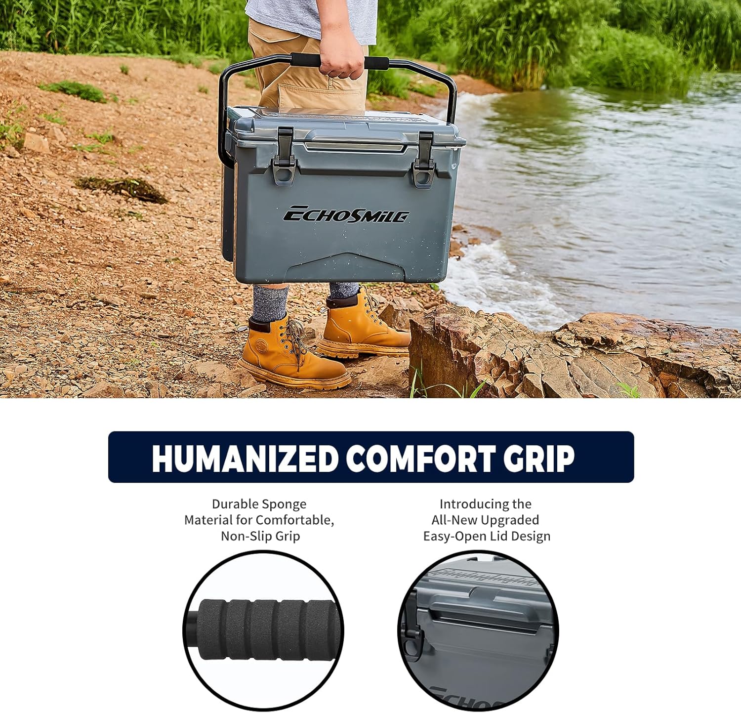 EchoSmile 25/30/35/40/60/75 Quart Rotomolded Cooler, Built to Stand up to The Rigors of The Journey