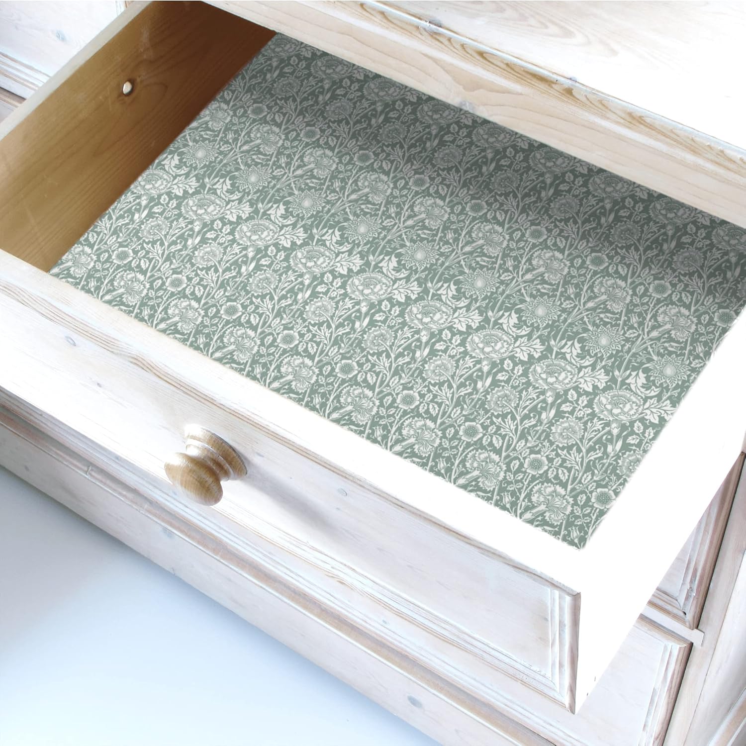 The Master Herbalist William Morris UNSCENTED & Wipe Clean Drawer Liners in Duck Egg Blue - Perfect for Lining Kitchen Drawers, Shelves, Cupboards & Cabinets. Contains 10 Sheets. Made in The UK.