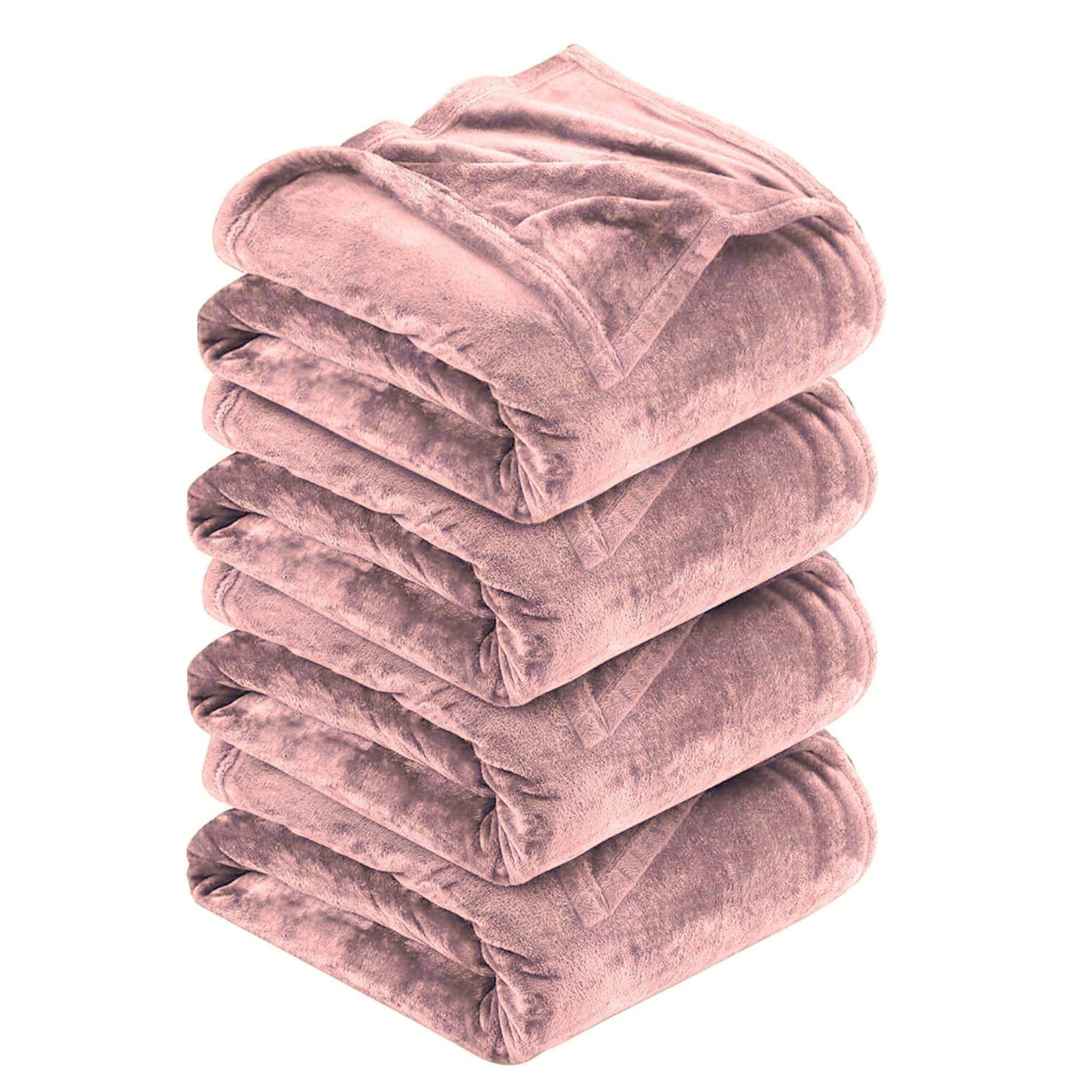 MOONLIGHT20015 Silk Touch Warm 4 Pack Fleece Blankets - 400 GSM Throws for Sofa Fluffy Blanket Bed Throw for Bedroom, Couch, Travel, Kids, Bedroom Accessories Pink, King (230 X 270CM) — image 1