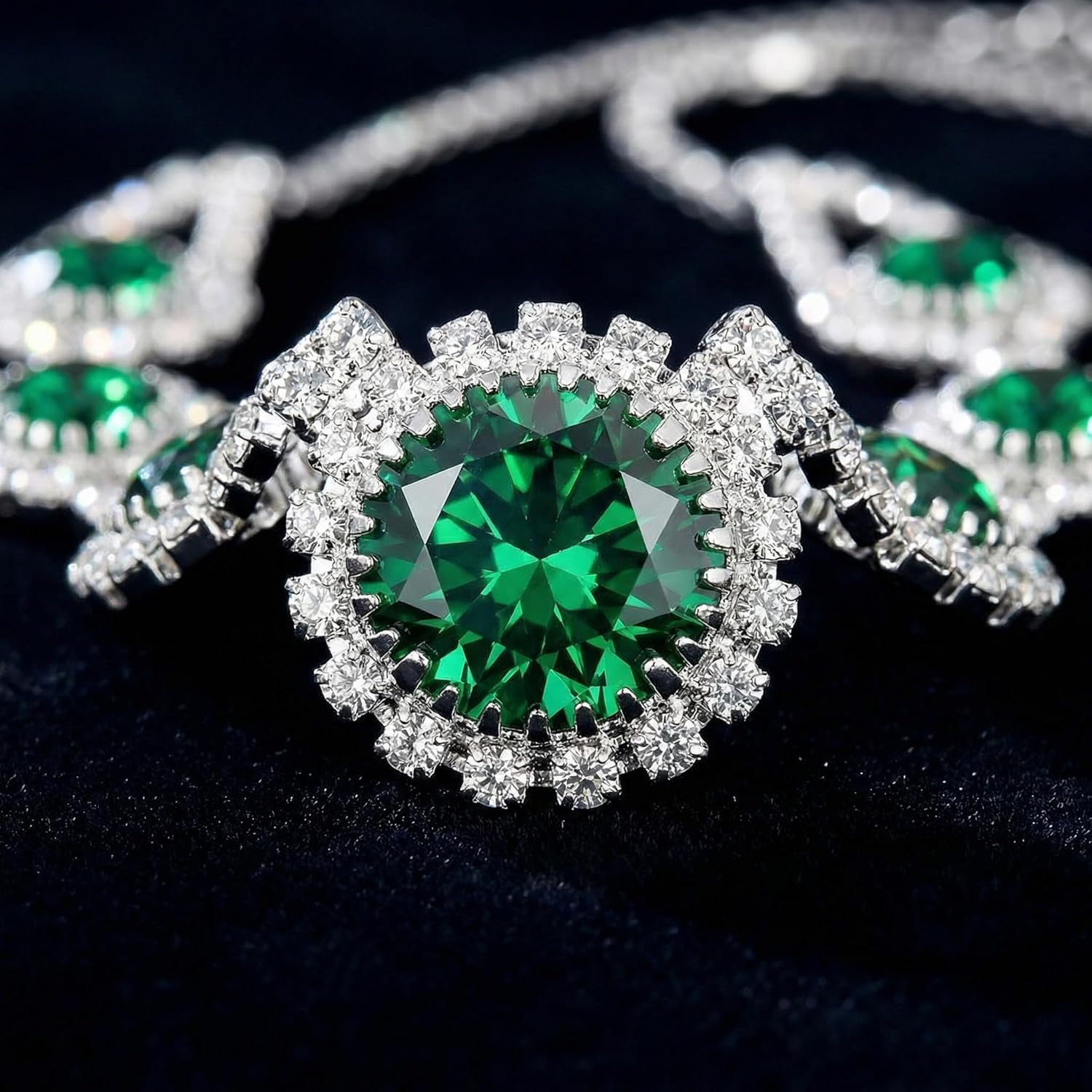 Crystal Jewelry Set for Wedding Prom Party Bridal Crystal Necklace Earrings Bracelet Set Bridal Wedding Elegant Floral Jewelry Set for Women/Brides/Bridesmaids ﻿ - Image 5