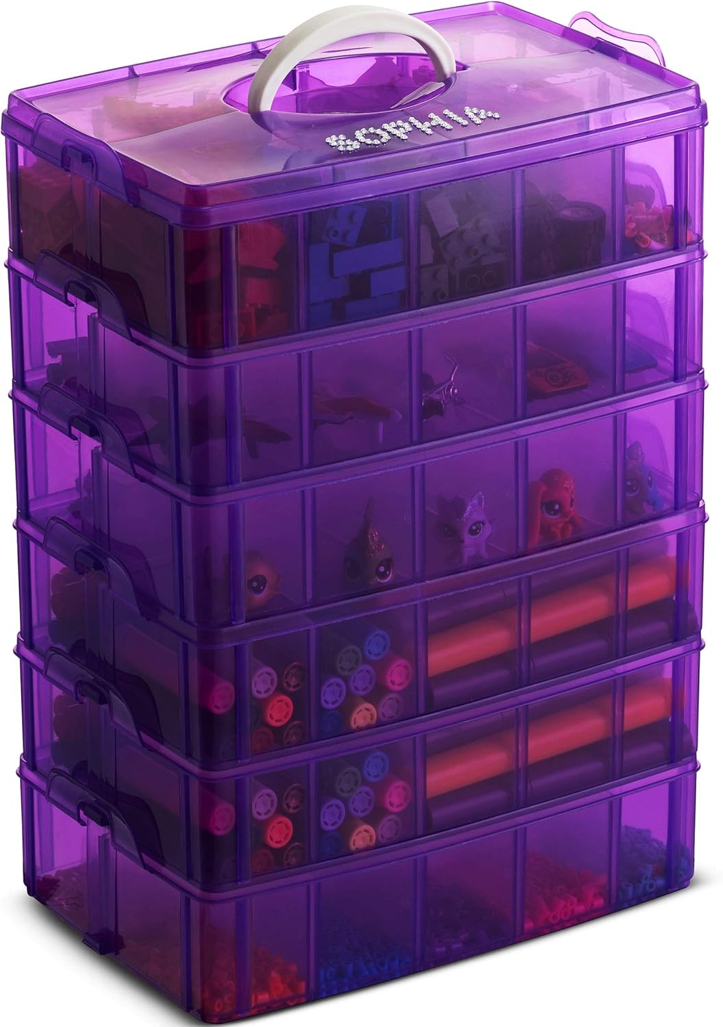 LifeSmart Stackable Bead Storage Organizer Box | DIY Art Craft Case Storage with Adjustable Compartments | Small Plastic Containers with Dividers for Toys, Jewelry, Fishing Tackles and Sewing Supplies