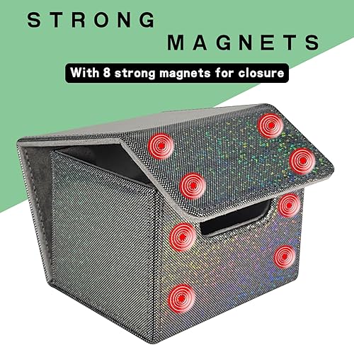 Miniatura 5 de Dmoicols Caja de almacenamiento de tarjetas coleccionables de cuero, caja horizontal individual (punto negro brillante)