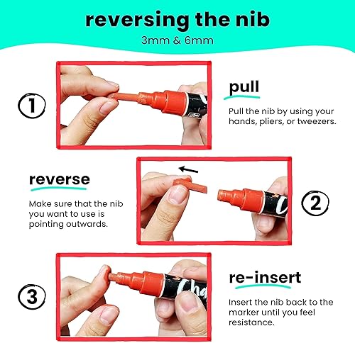 Miniatura 9 de Fun Art - Lote de 5 bolígrafos de tiza de color rojo y 5 colores blancos