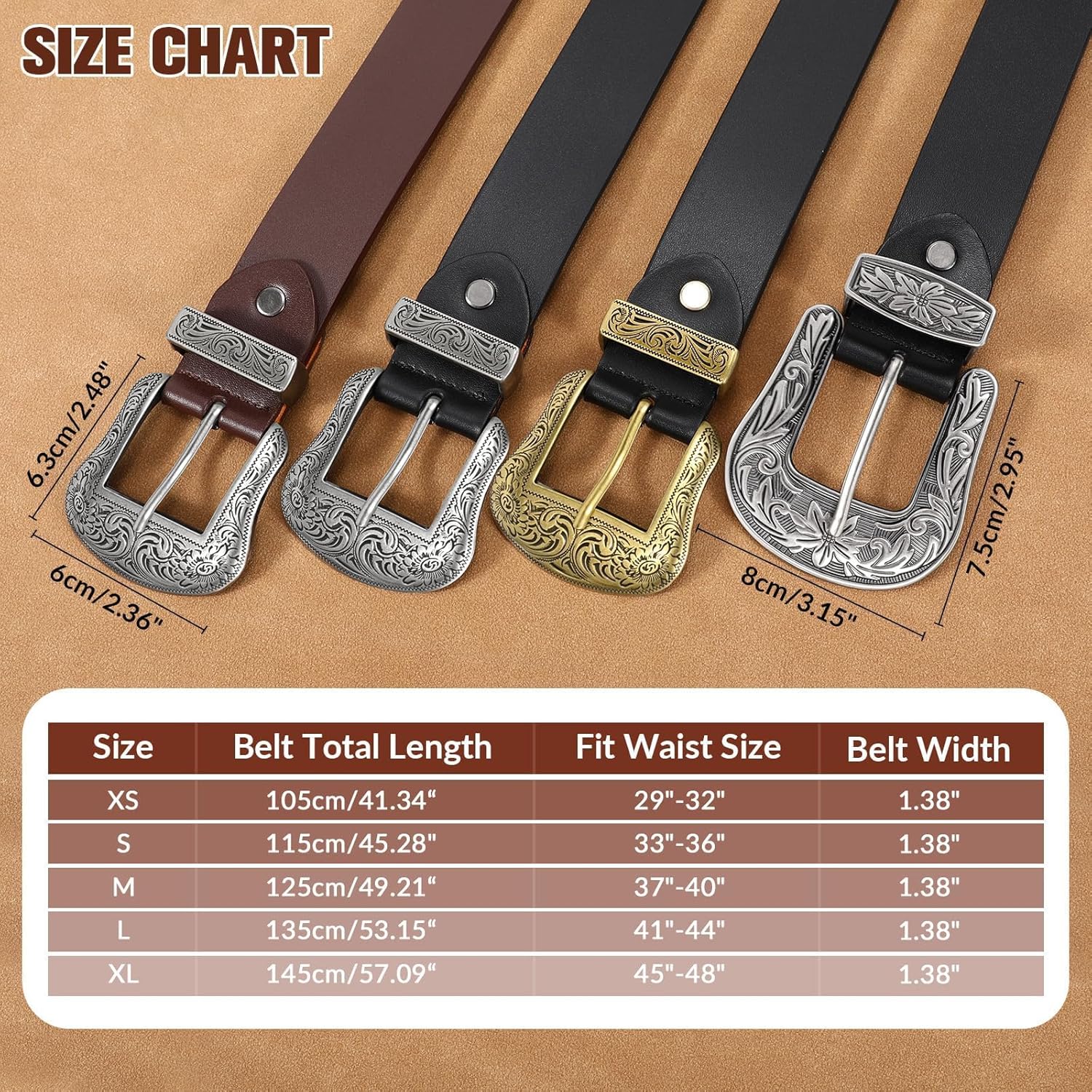 BELTROAD Cowboy Cowgirl Belts for Women Men Western Belts for Woman Country Belt for Pants Dresses with Vintage Buckle - Image 7