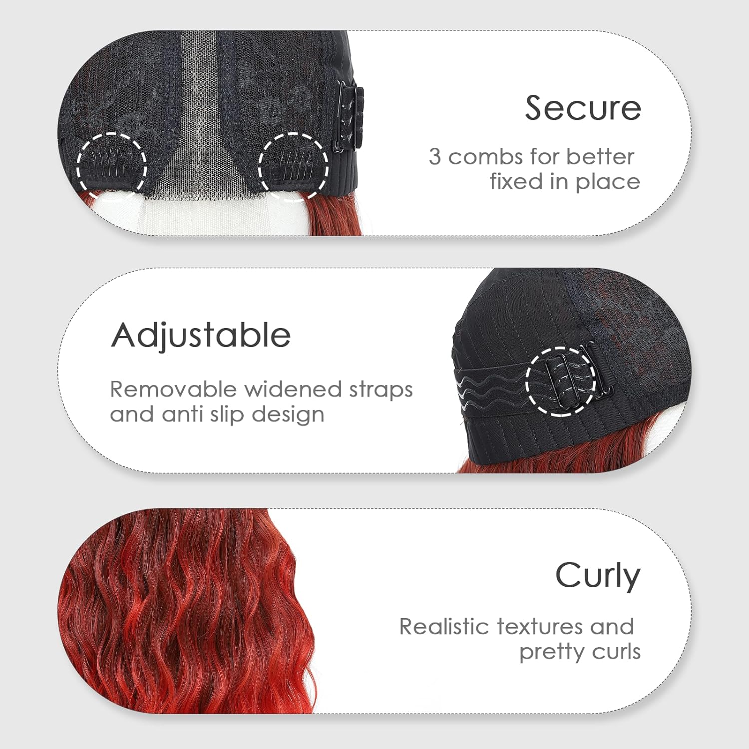 Beelu Ombre Red Wigs for Women 26 Inch Long Wavy Wig Middle Part Lace Hairline Synthetic Heat Resistant Wig for Daily Party Cosplay Use