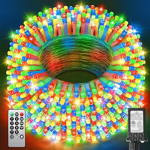 Miniatura 24 de 900 luces LED de Navidad de 355 pies, guirnalda de luces extra largas para exteriores, impermeables, temporizador y memoria, 8 modos regulables,
